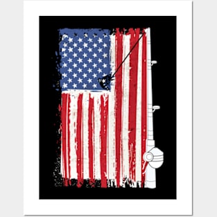 Fishing American Flag,American Flag. Posters and Art